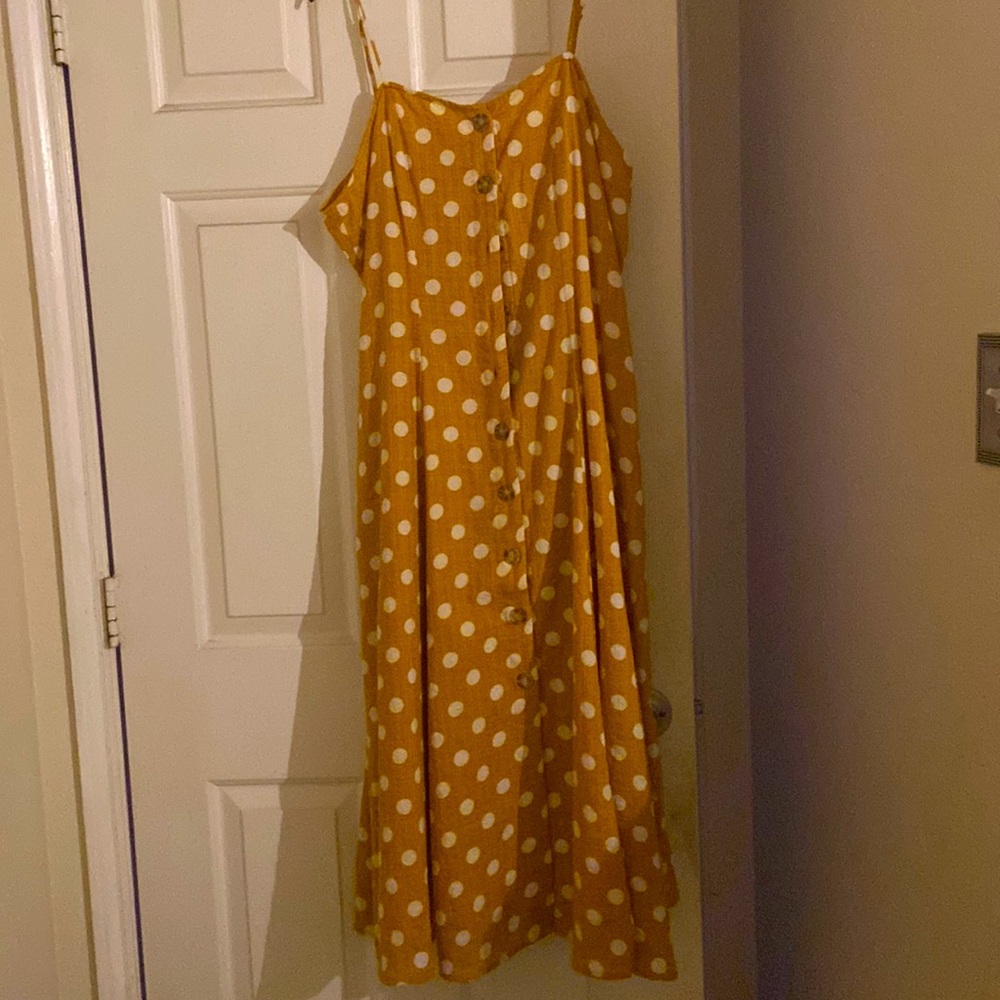 Mustard/yellow dress, button down